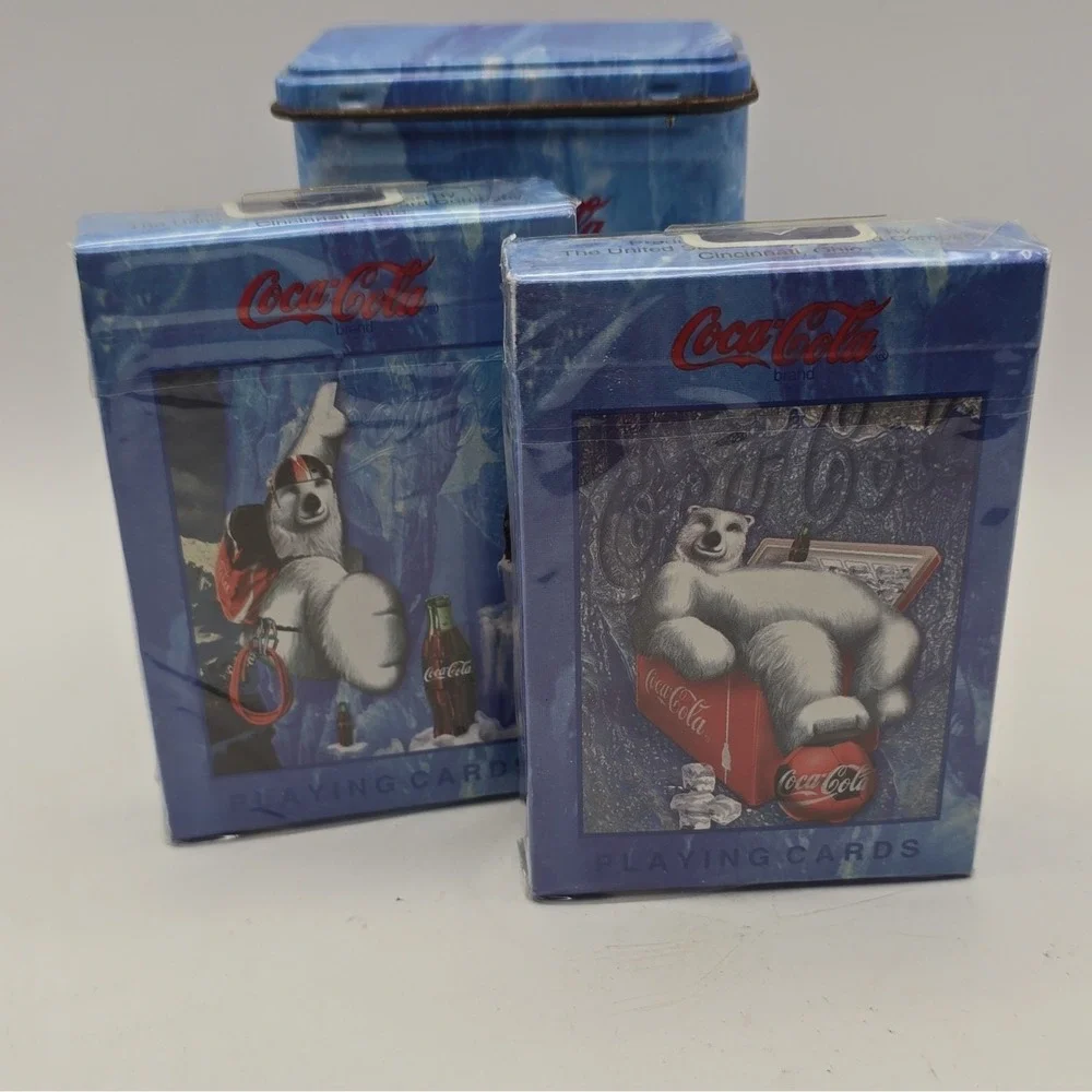 Coca-Cola Bear Metal Tin 2 Pack Collector Cards New Sealed